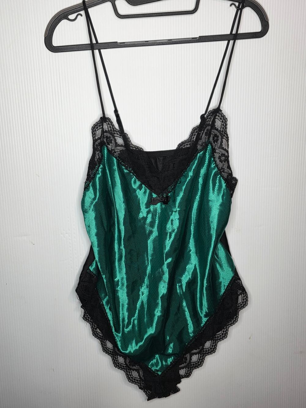 Vintage Colesce Collection Emerald Green & Black Lace Bodysuit Teddy Lingerie 1+